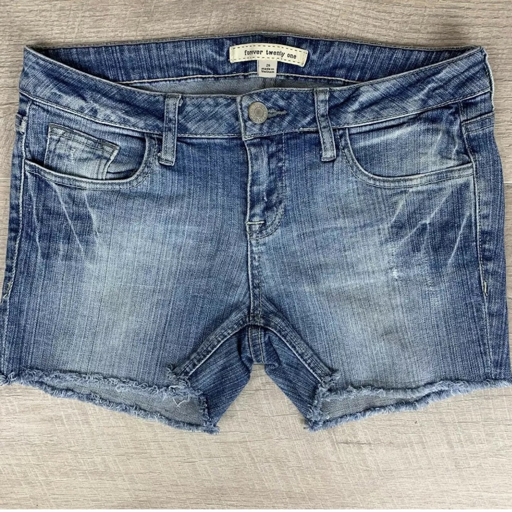 Forever 21 Distressed Denim Blue Shorts Womens 26